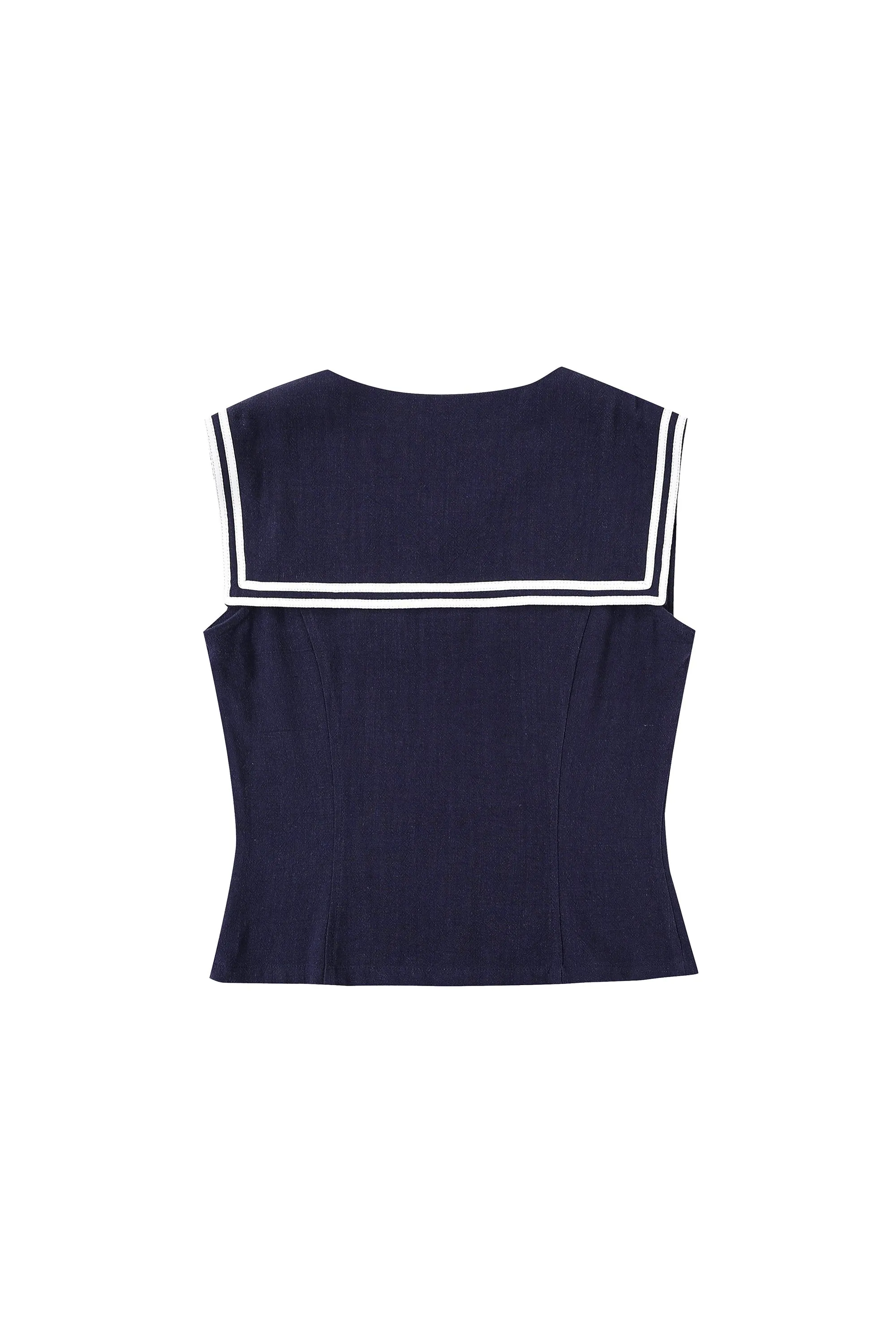 Sailor Linen Sleeveless Blouse Navy sold by Fashion Brand Company product image thumbnail 5