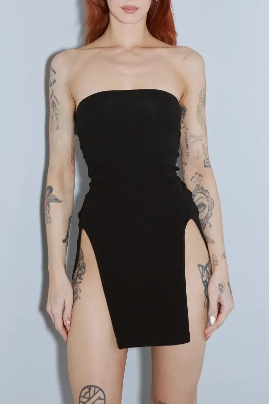 Sexy Cartoon Tencel Rib Mini Dress Black made by Fashion Brand Company