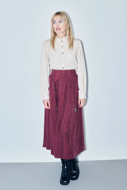 Garter Skirt Tencel Stripe Maroon made by Fashion Brand Company