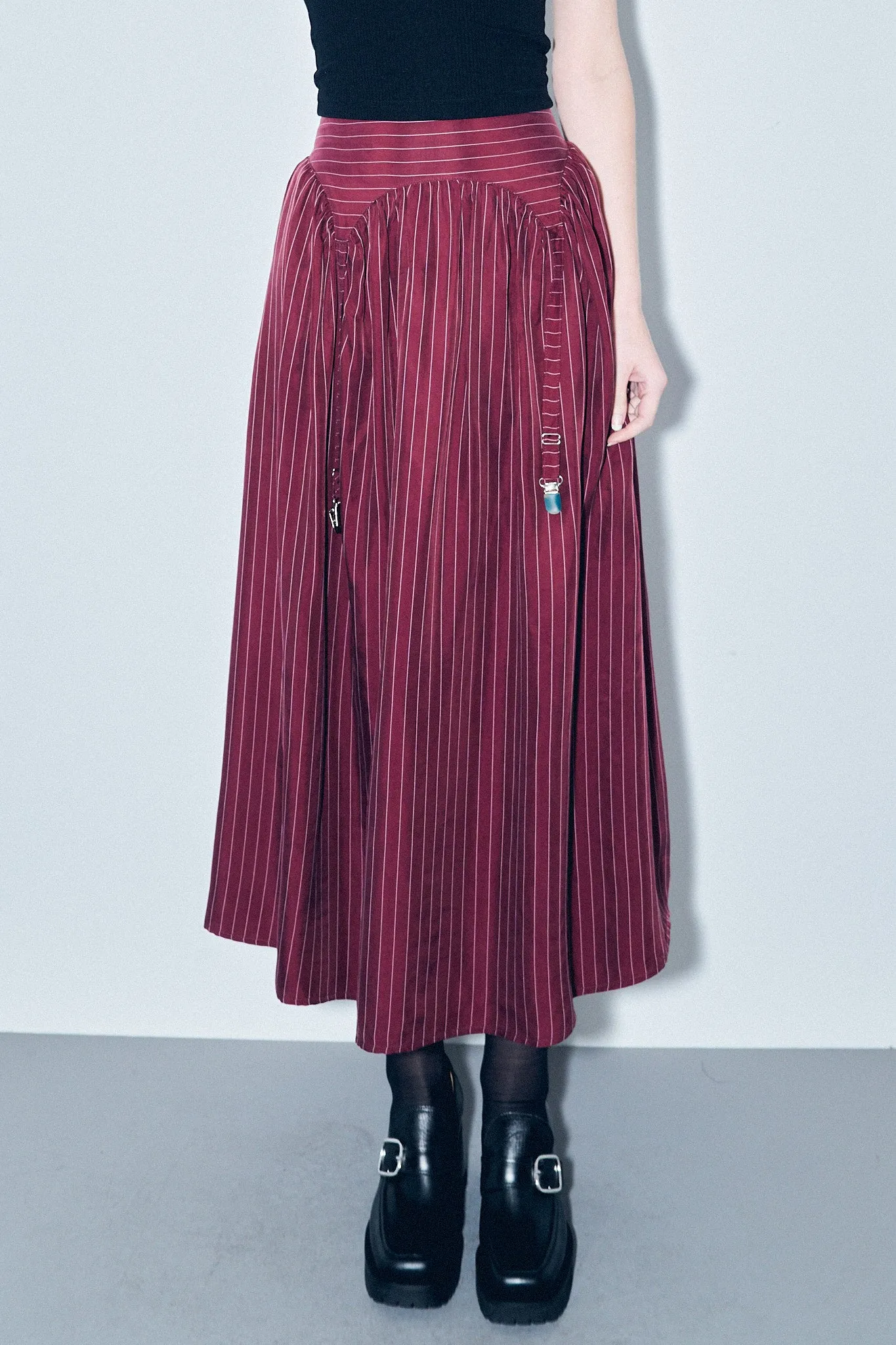 Garter Skirt Tencel Stripe Maroon sold by Fashion Brand Company product image thumbnail 5