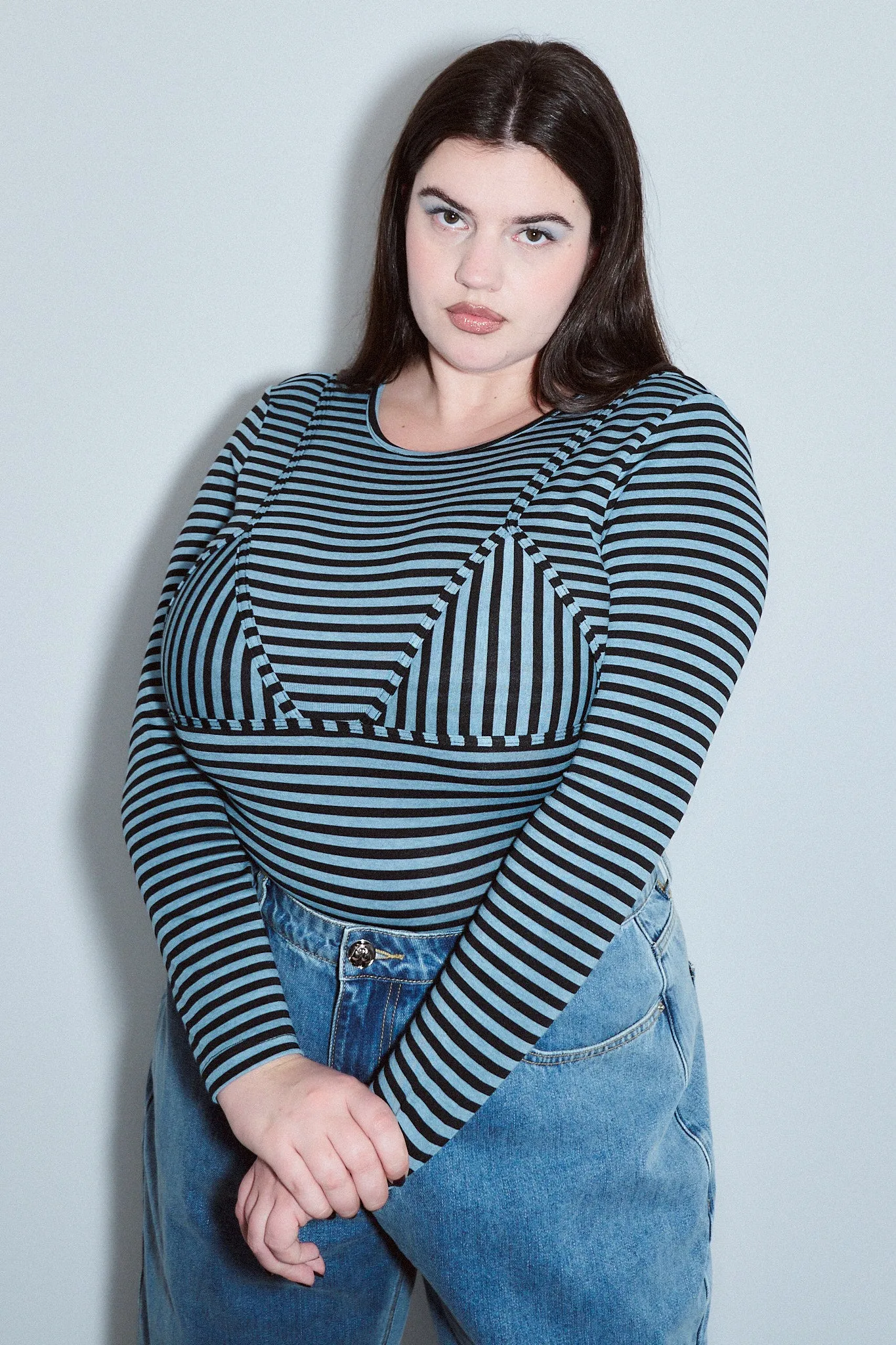 Long Sleeve Bikini Bod Blue Stripe sold by Fashion Brand Company product image thumbnail 2