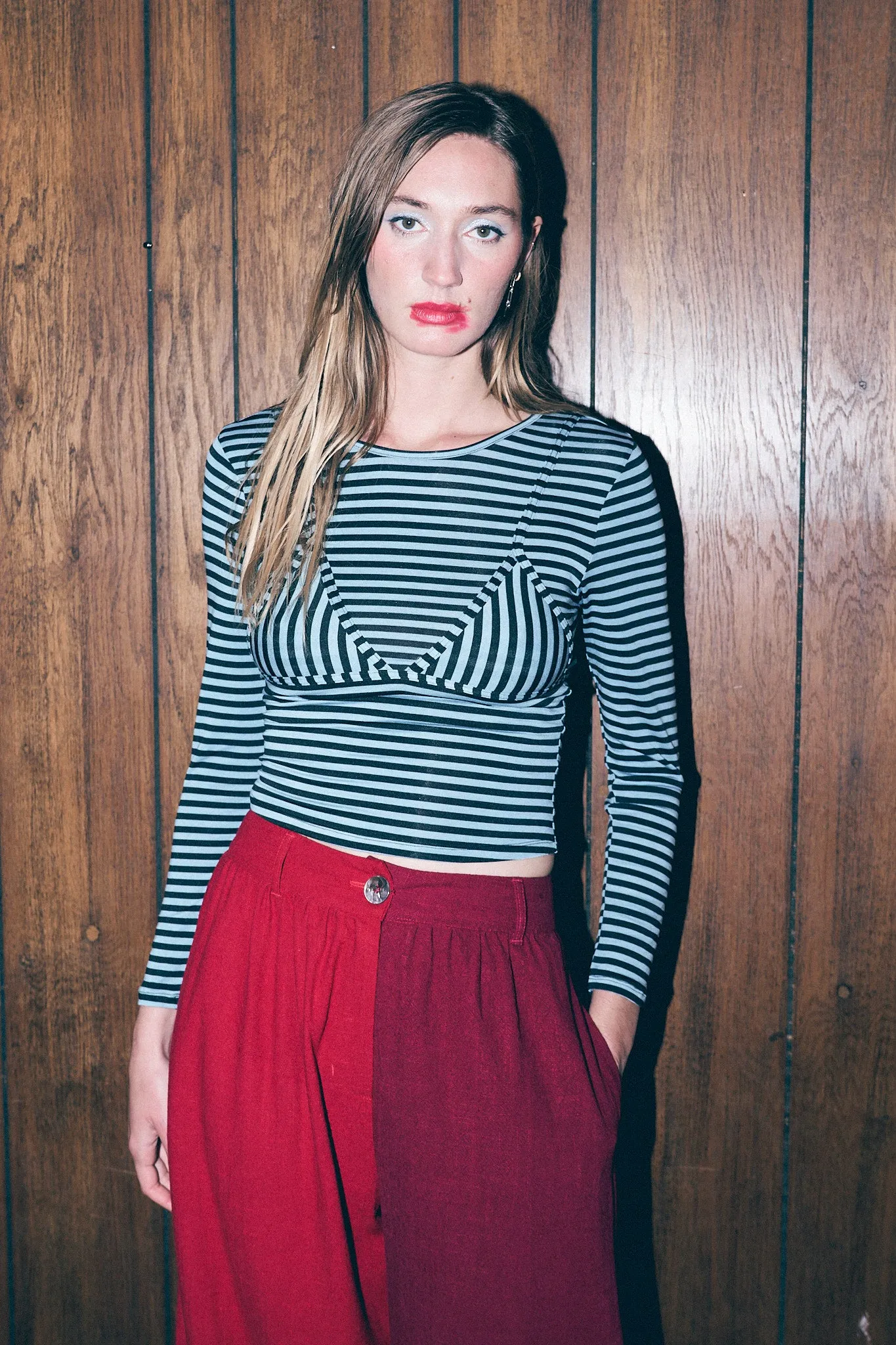 Long Sleeve Bikini Bod Blue Stripe sold by Fashion Brand Company