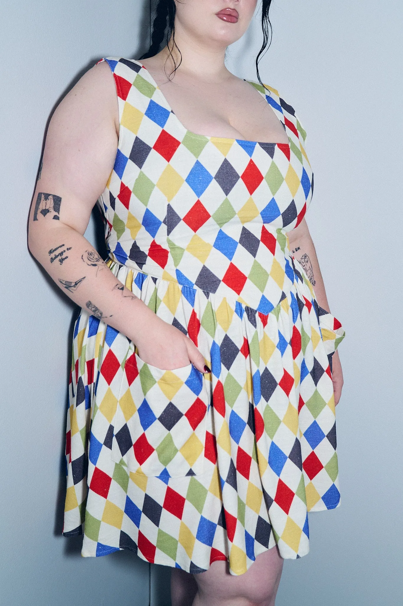 Trad Mistress Soft Linen Mini Dress Harlequin sold by Fashion Brand Company product image thumbnail 2