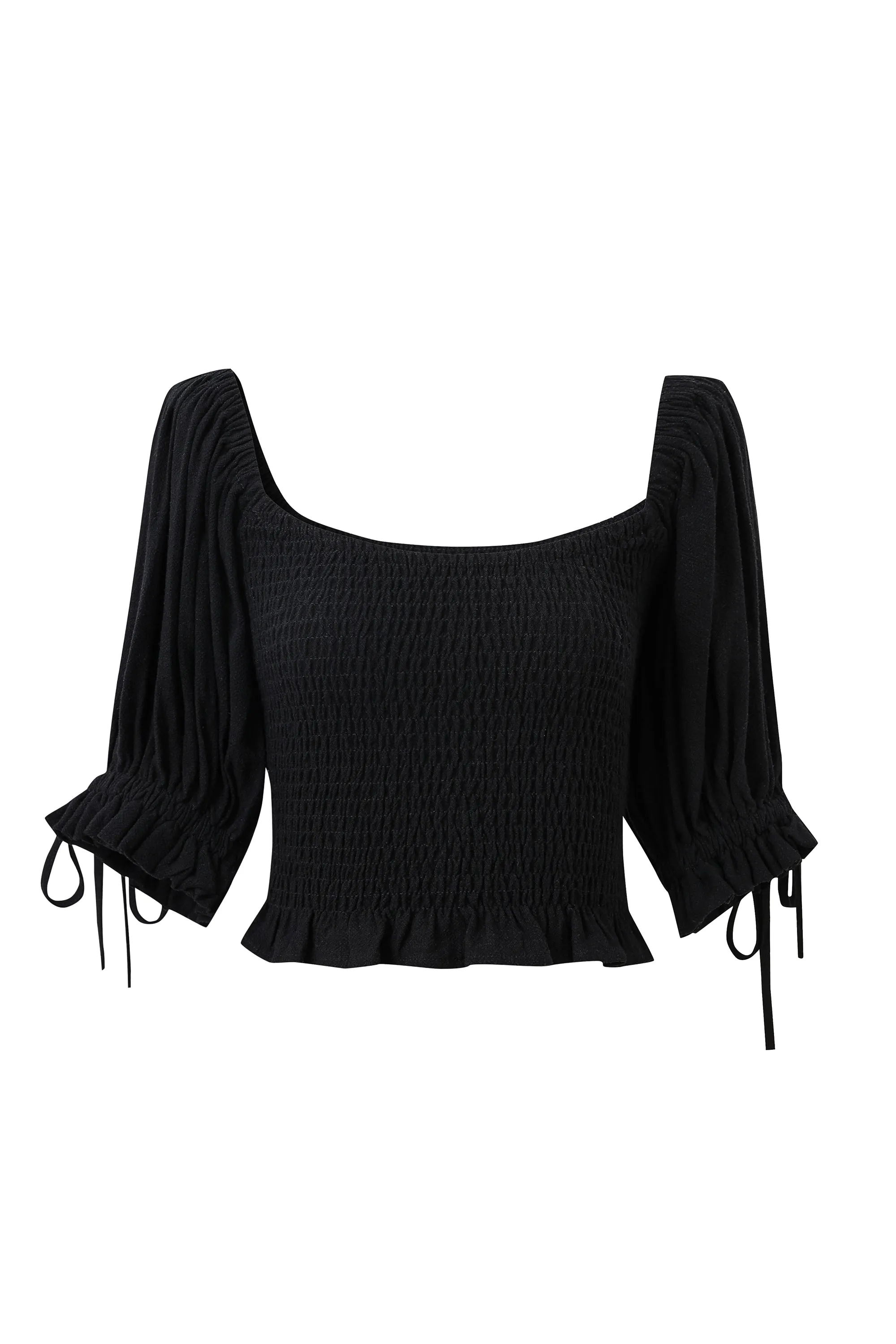 Smocked Blouse Soft Linen Black sold by Fashion Brand Company product image thumbnail 4