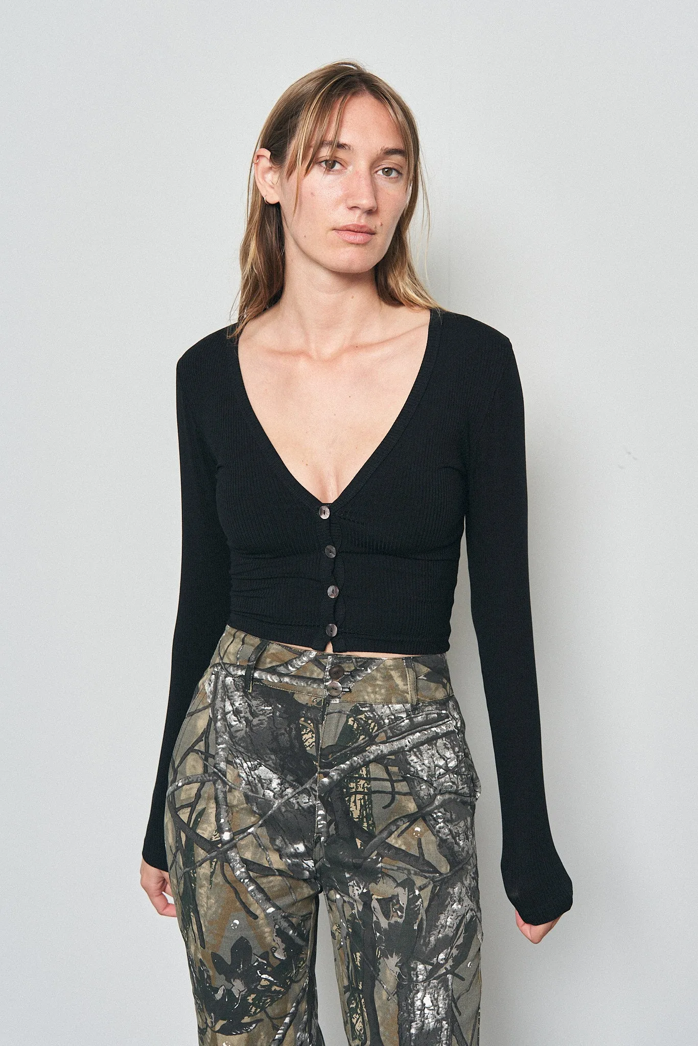 V-Neck Button Down Tencel Rib sold by Fashion Brand Company