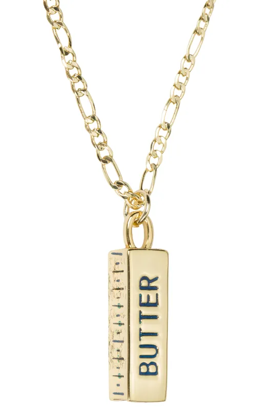2 left - Butter 14K gold Fill Necklace on Figaro Chain made by Fashion Brand Company