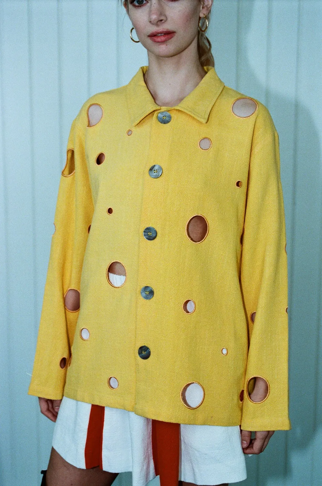 Unisex Swiss Cheese Jacket Thick Linen sold by Fashion Brand Company product image thumbnail 4