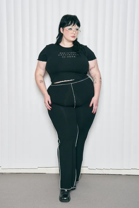 Tencel Rib Seamed Lounge Pants Black made by Fashion Brand Company