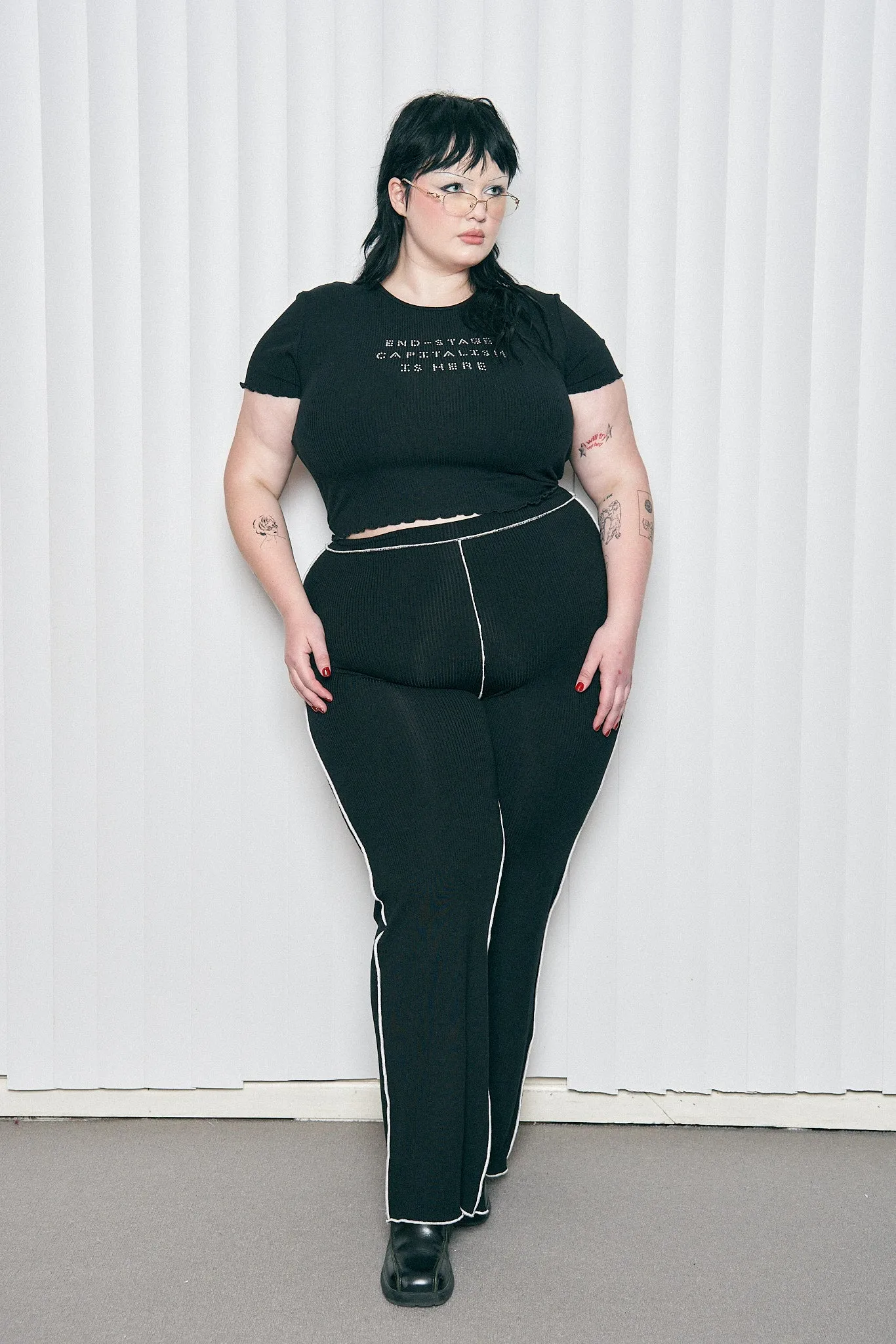 Tencel Rib Seamed Lounge Pants Black sold by Fashion Brand Company