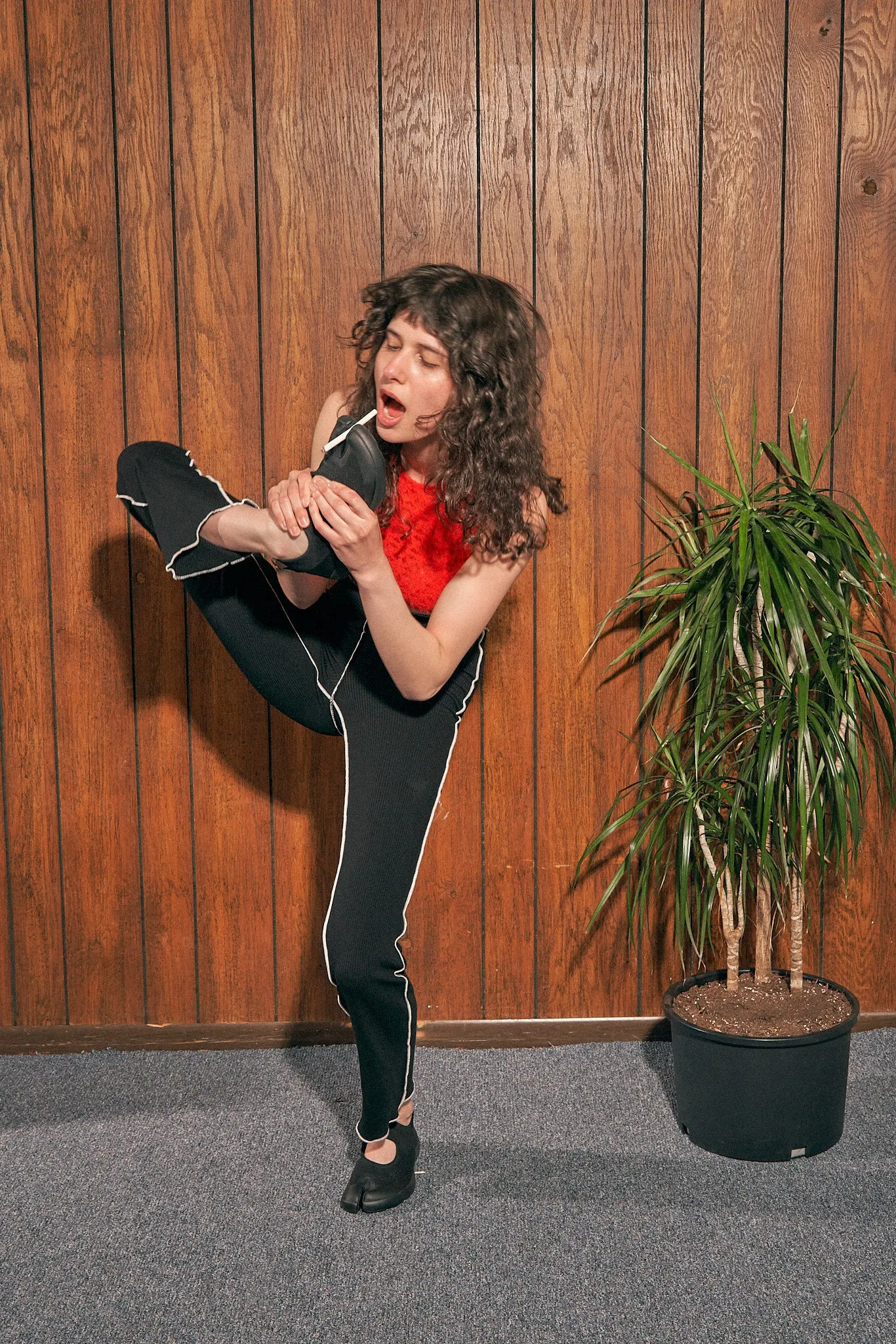 Tencel Rib Seamed Lounge Pants Black sold by Fashion Brand Company product image thumbnail 3