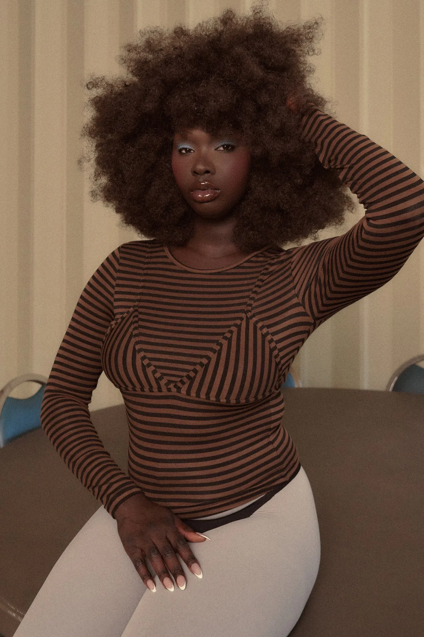 Long Sleeve Bikini Bod Brown Stripe sold by Fashion Brand Company product image thumbnail 3