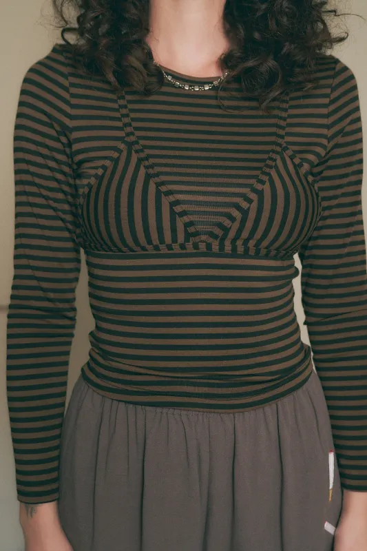 Long Sleeve Bikini Bod Brown Stripe made by Fashion Brand Company