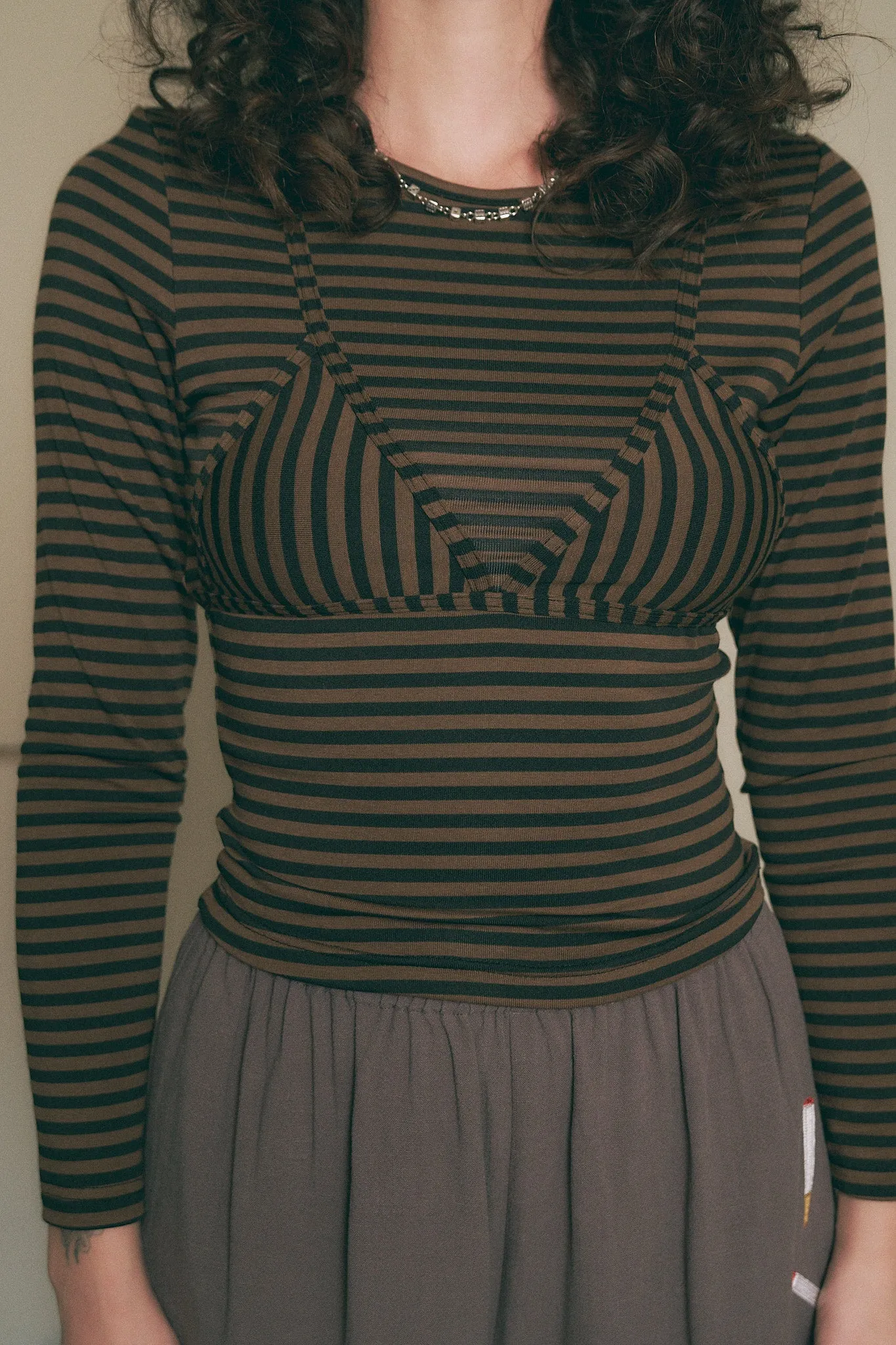 Long Sleeve Bikini Bod Brown Stripe sold by Fashion Brand Company
