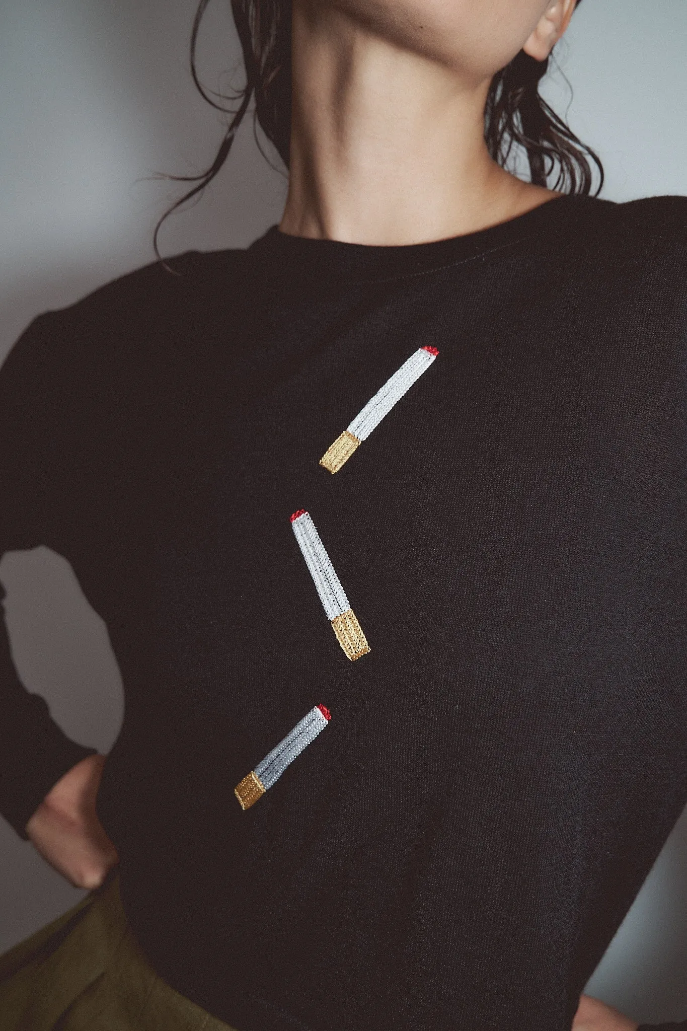 Cigarettes Wool Blend Long Sleeve Tee sold by Fashion Brand Company product image thumbnail 2