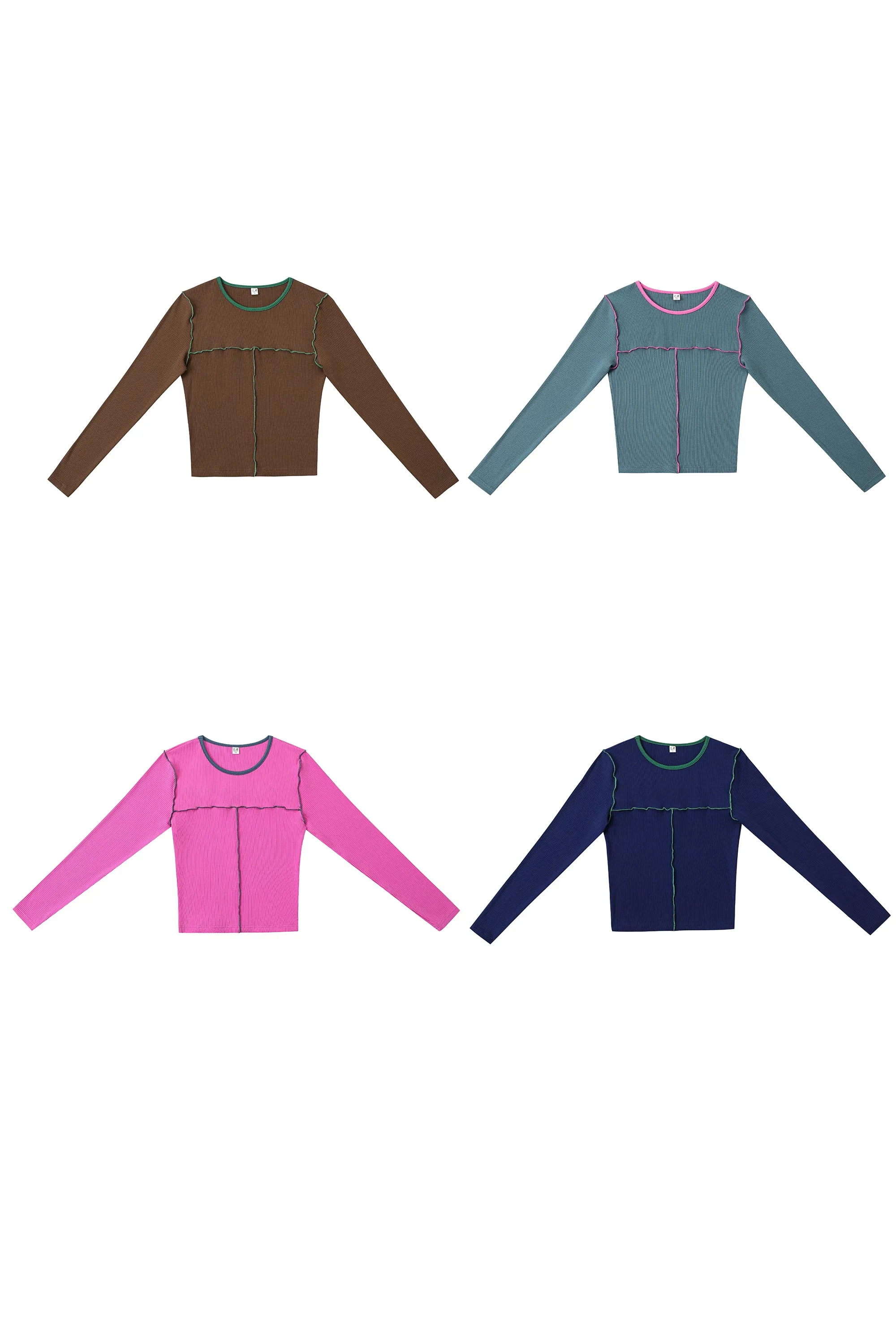 3 left - MYSTERY Seamed Long Sleeve Top Tencel Rib sold by Fashion Brand Company