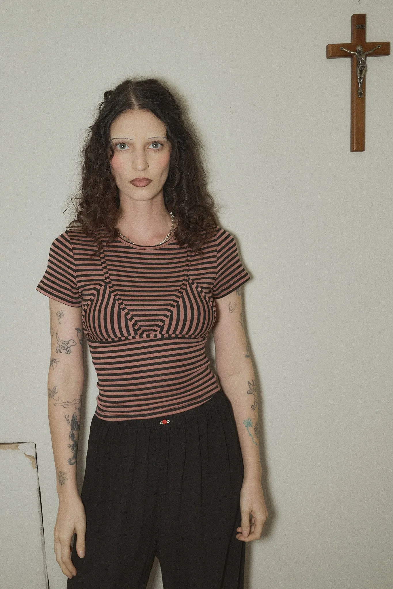 Bikini Bod Striped Short Sleeve Tee Pink sold by Fashion Brand Company product image thumbnail 2