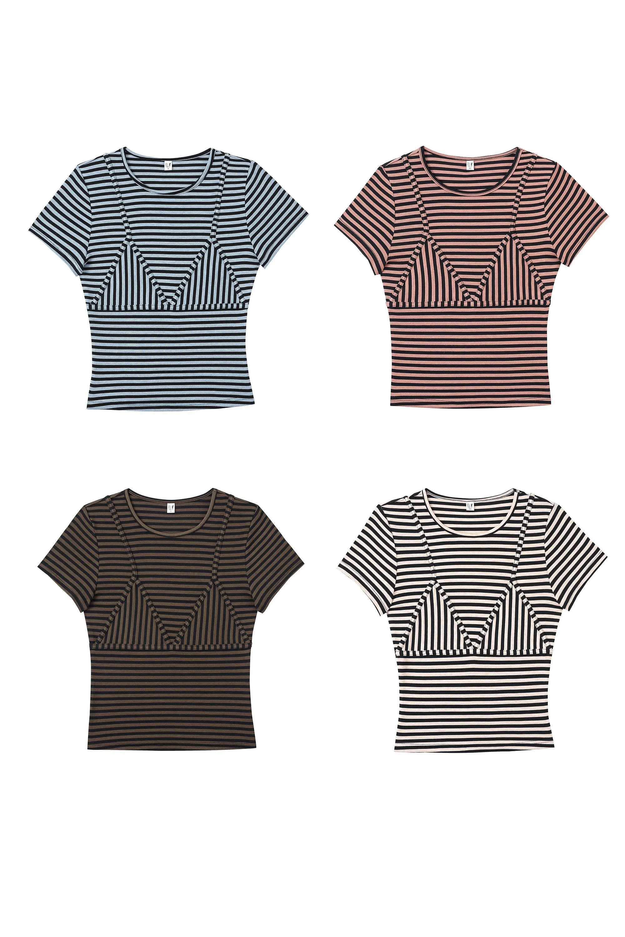Bikini Bod Striped Short Sleeve Tee Pink sold by Fashion Brand Company product image thumbnail 3