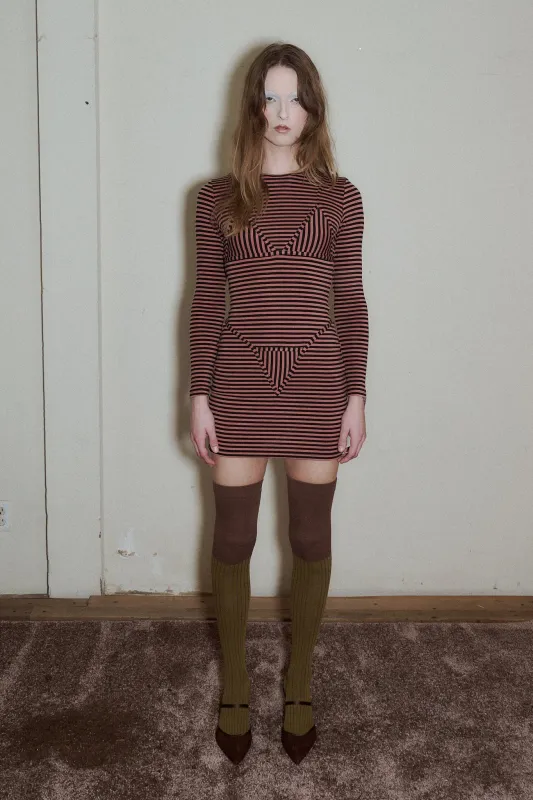 Long Sleeve Bikini Bod Mini Dress Pink Stripe made by Fashion Brand Company