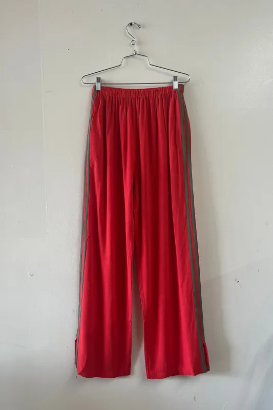 #2: S Scrap Sporty Lazy Pants Soft Linen - Red / Mid Green made by Fashion Brand Company
