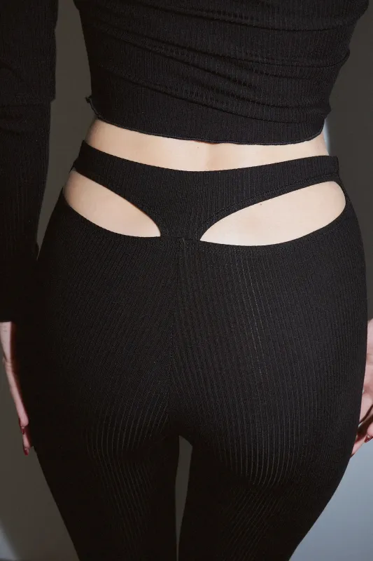Whale Tail Tencel Rib Pants Black made by Fashion Brand Company