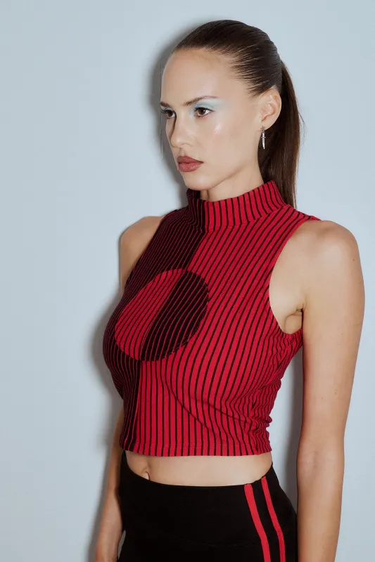 Blood Stripe Sleeveless Crop Top made by Fashion Brand Company