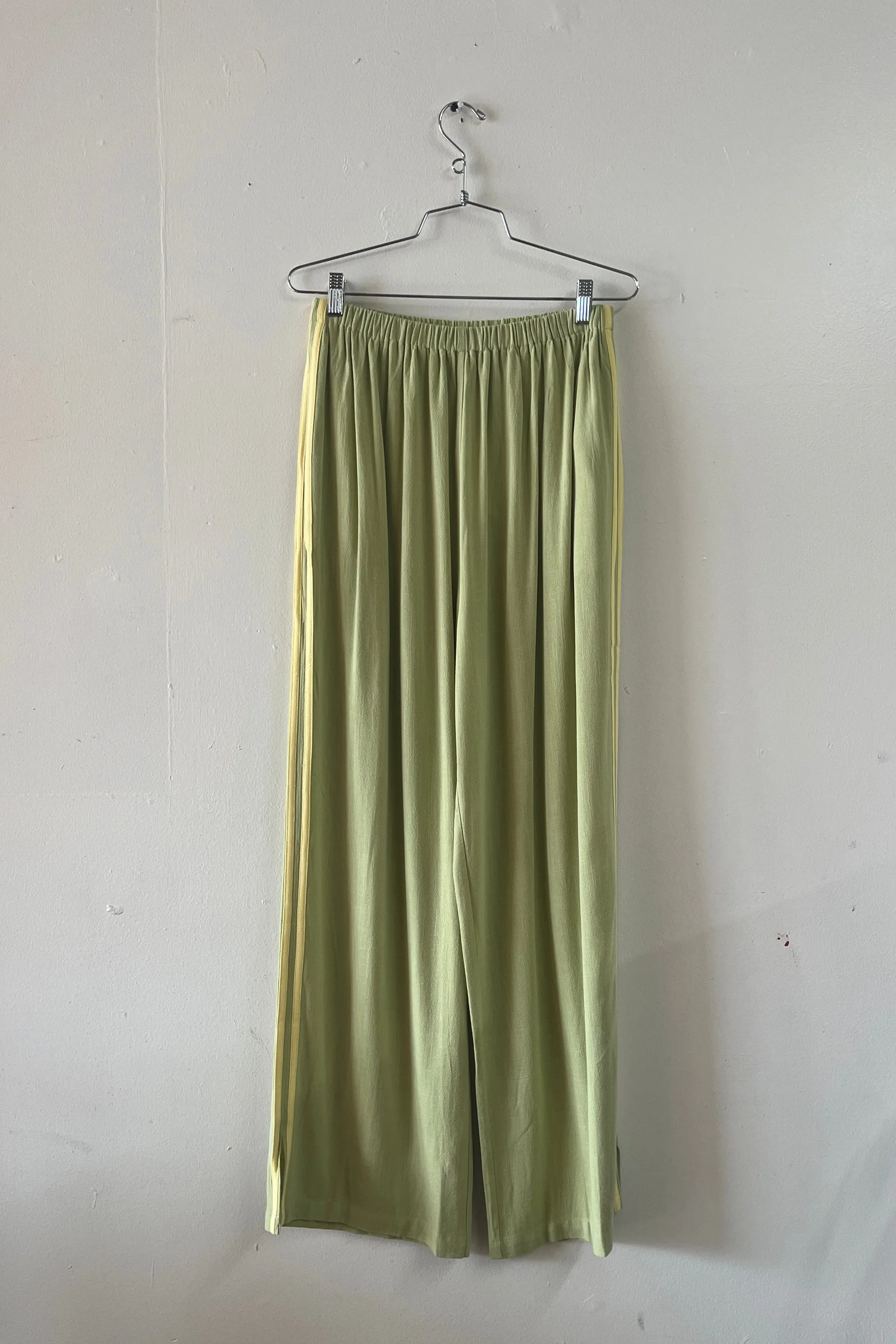 #17: L Scrap Sporty Lazy Pants Soft Linen - Sage Green / Yellow sold by Fashion Brand Company