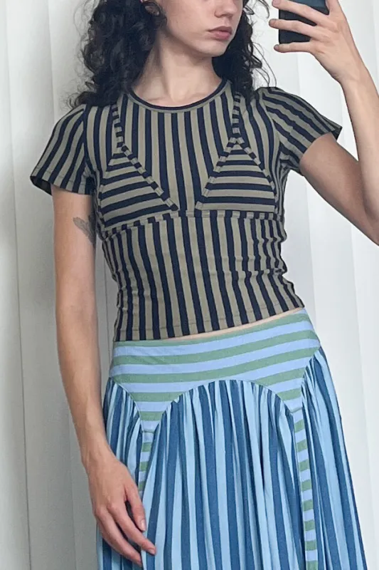 SAMPLE #93 - S Bikini Bod Short Sleeve Tee - Khaki / Navy made by Fashion Brand Company