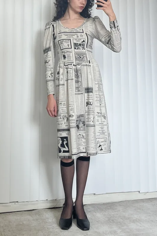 SAMPLE #49 - S Stretchy Long Sleeve Dress - White Pages made by Fashion Brand Company