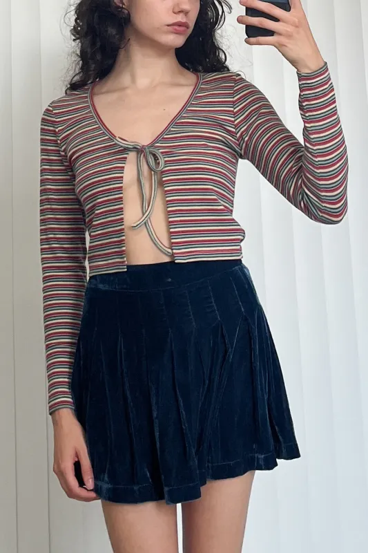 SAMPLE #39 - S - Long Sleeve Front Tie Cardi - Red Stripe made by Fashion Brand Company