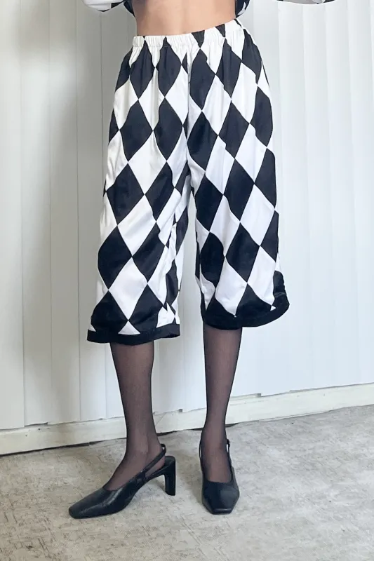 SAMPLE #46 - S Harlequin Jester Clown Crop Pants - Black / White made by Fashion Brand Company