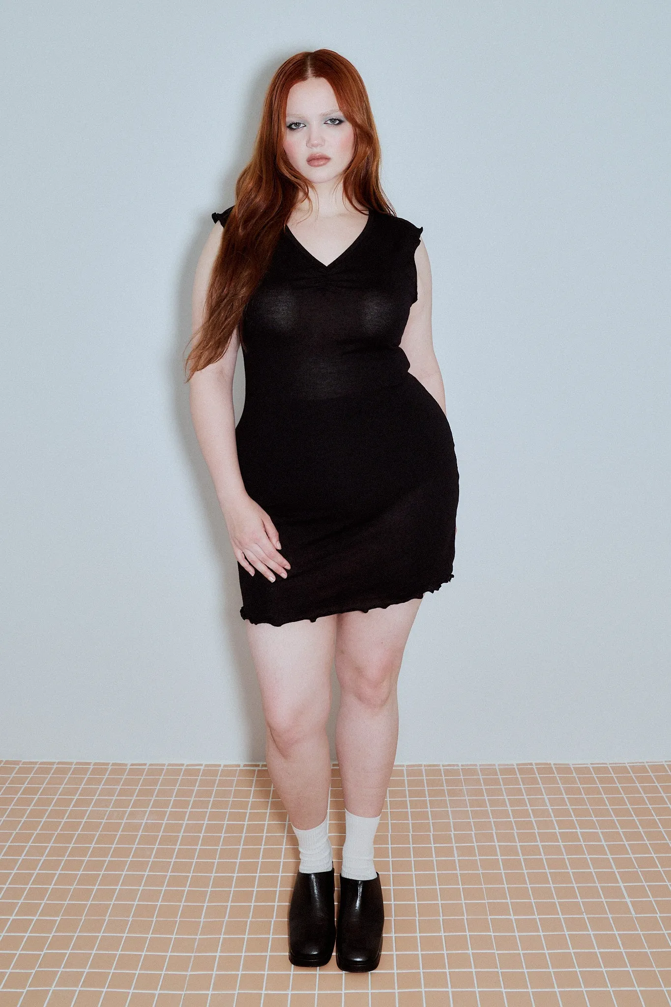 Mini Wool Blend Tee Dress Black sold by Fashion Brand Company