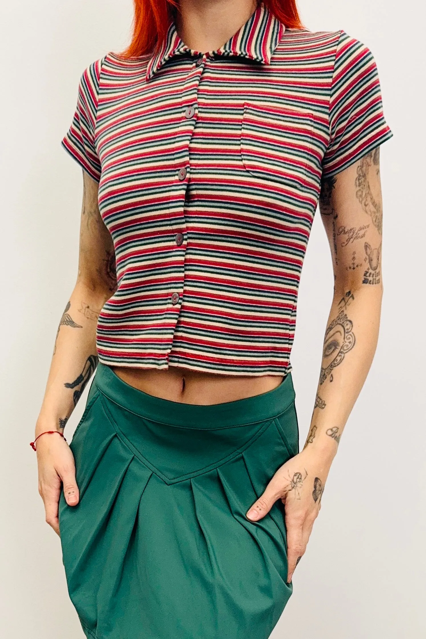SAMPLE #479 - S Striped Polo Top sold by Fashion Brand Company
