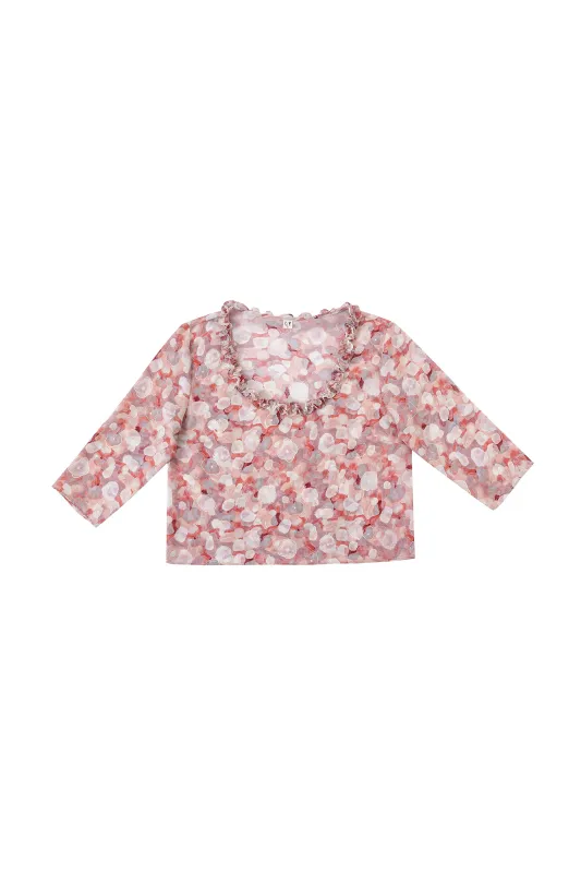 Nicole's Divorce Pink Ruffle Sheer Blouse made by Fashion Brand Company