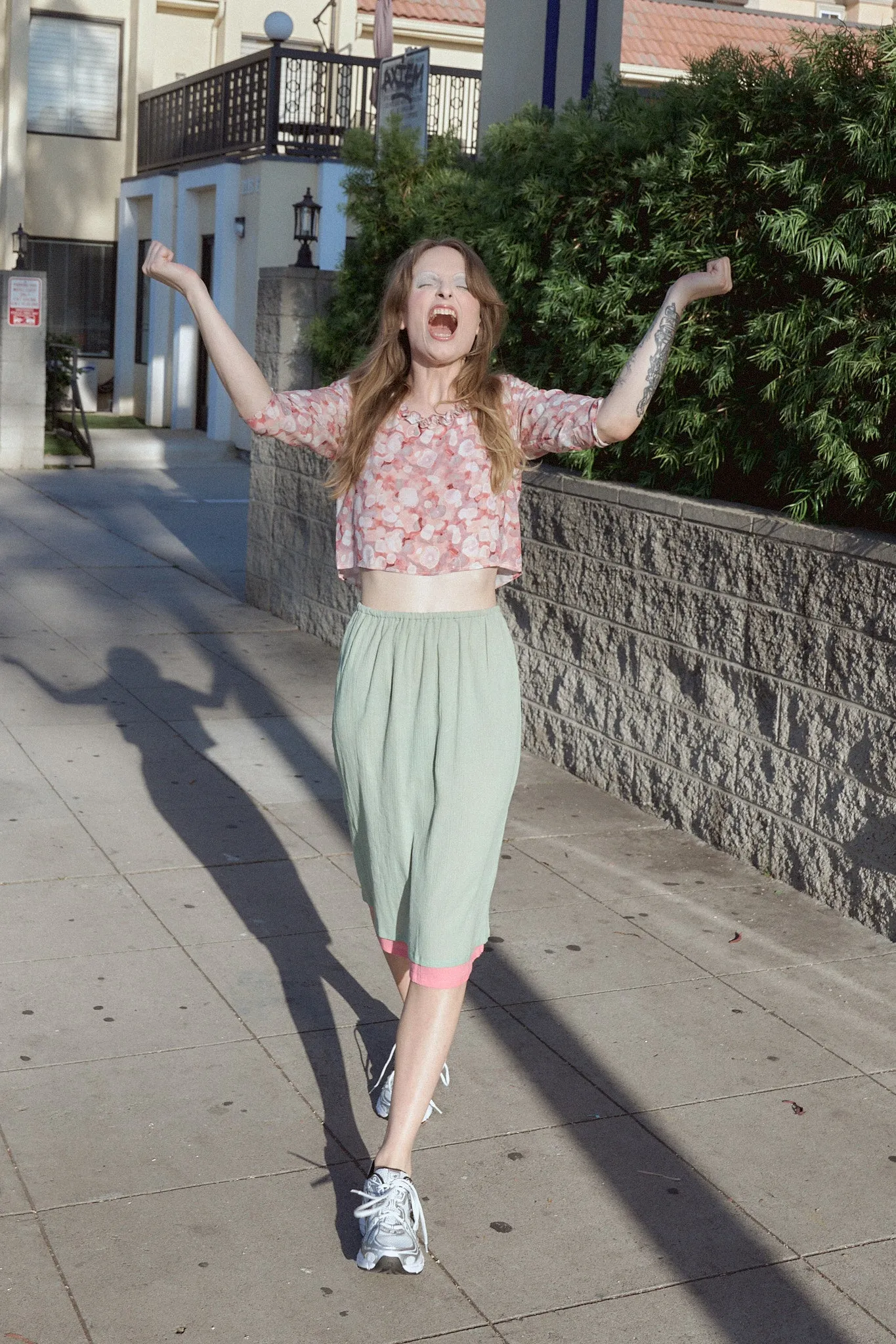 Nicole's Divorce Pink Ruffle Sheer Blouse sold by Fashion Brand Company product image thumbnail 2