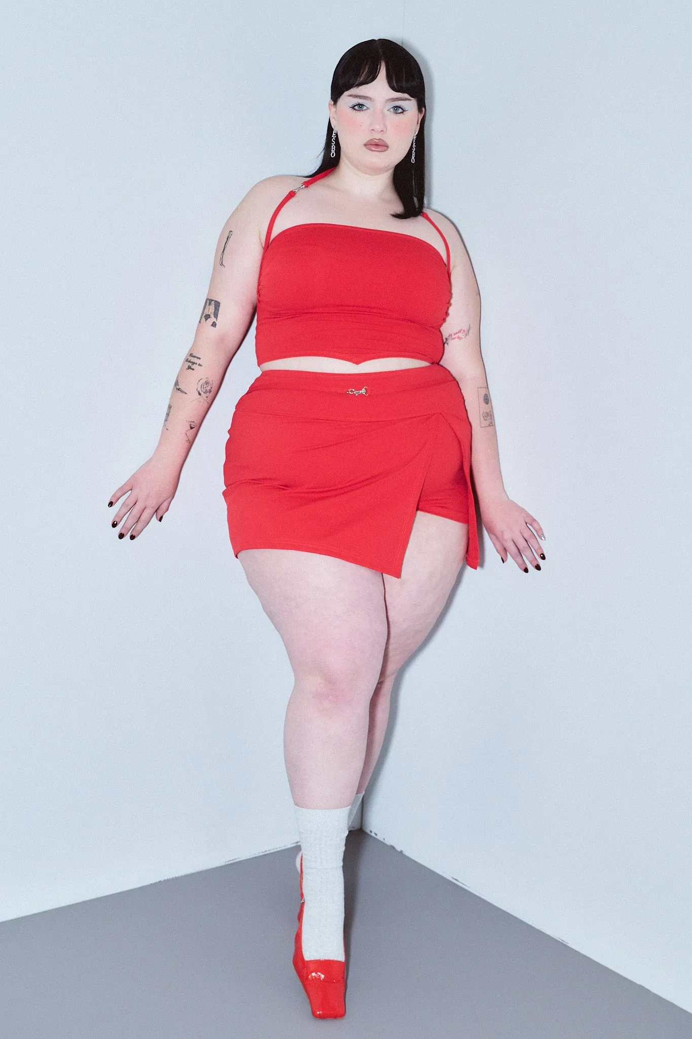 Belt Mini Skort Red sold by Fashion Brand Company product image thumbnail 3