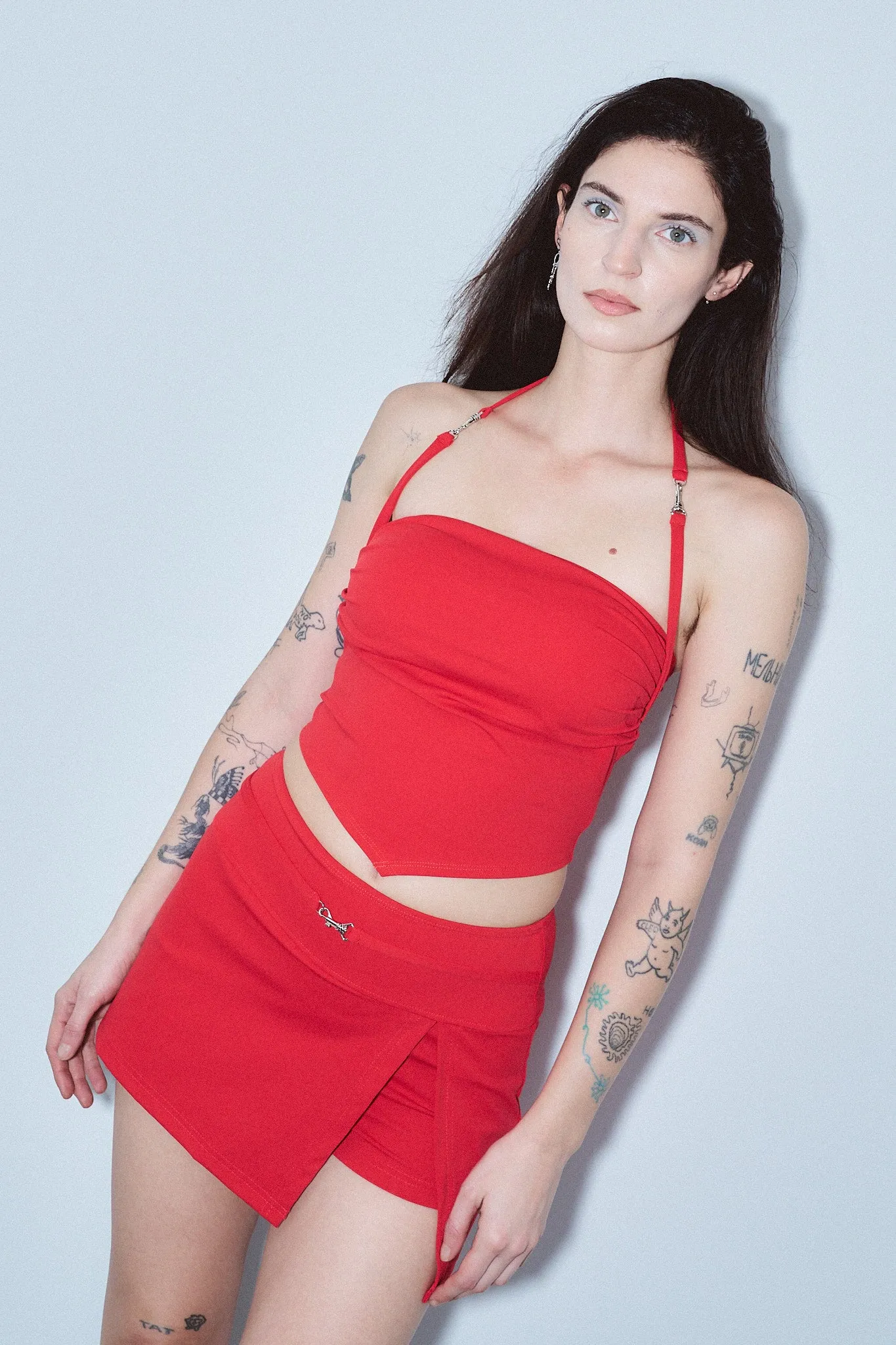 Belt Mini Skort Red sold by Fashion Brand Company product image thumbnail 2
