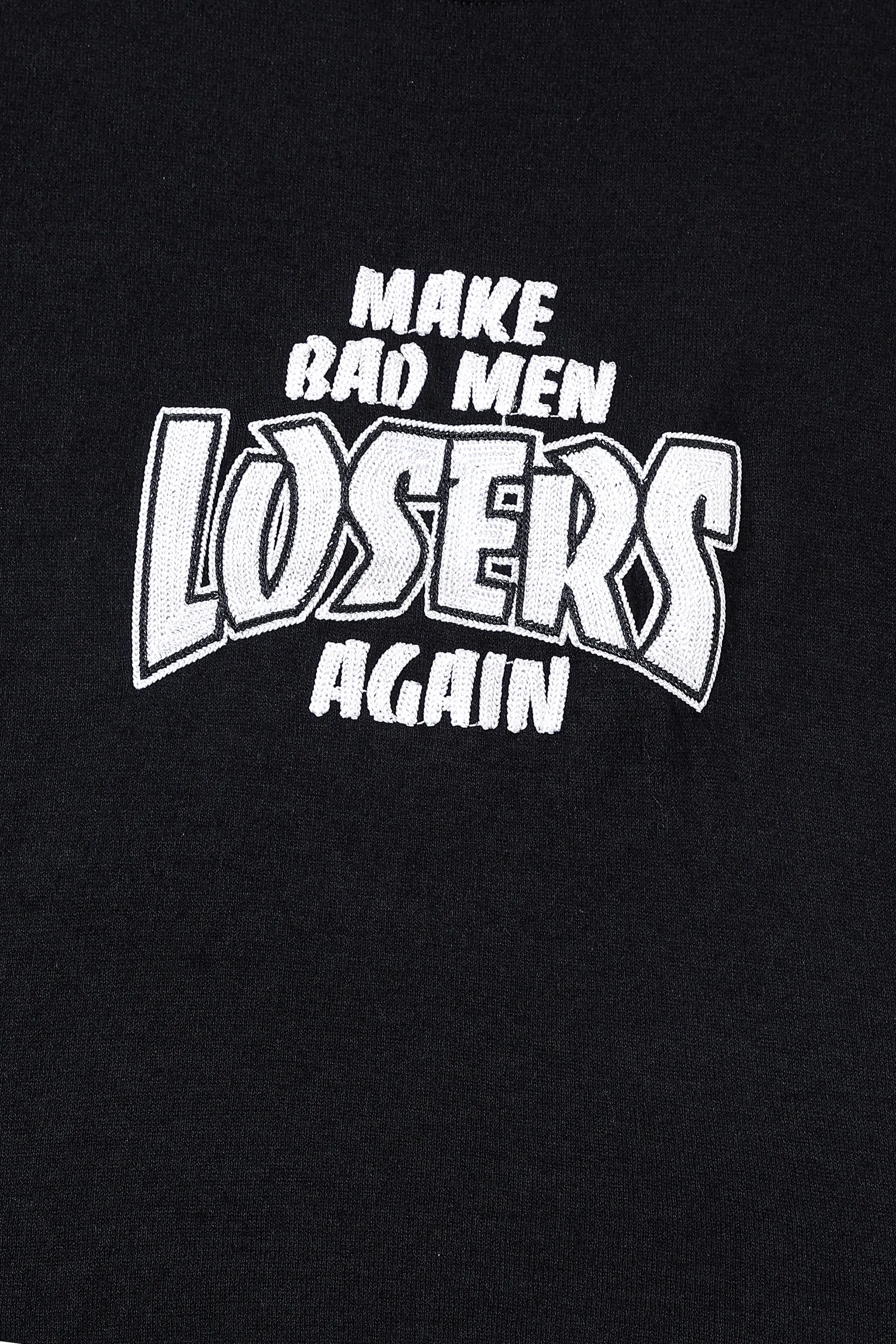 MAKE BAD MEN LOSERS AGAIN Wool Blend Tommy Tee Black sold by Fashion Brand Company product image thumbnail 3