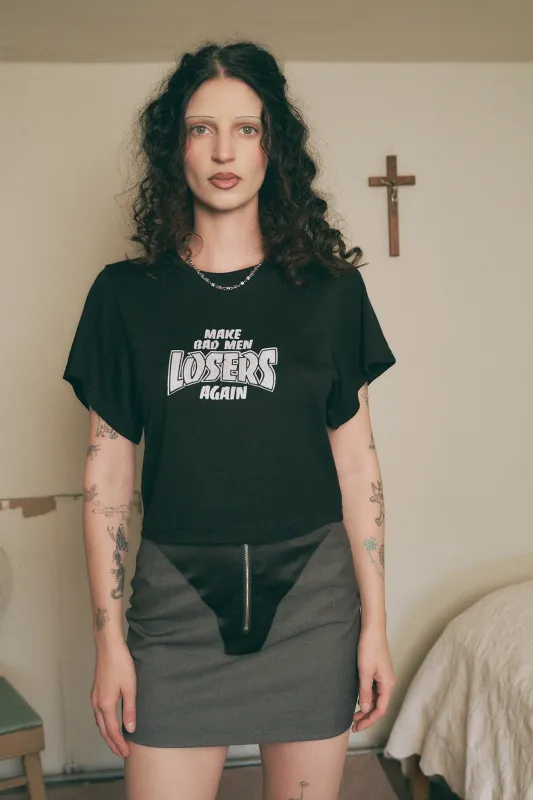 MAKE BAD MEN LOSERS AGAIN Wool Blend Tommy Tee Black made by Fashion Brand Company