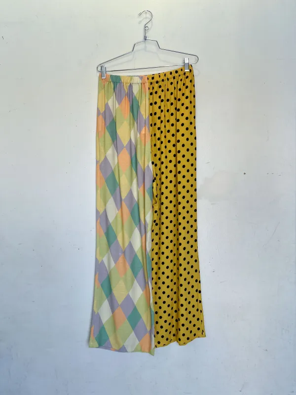 #37: L Scrap Split Print Lazy Pants - Harlequin / Polka Dot made by Fashion Brand Company