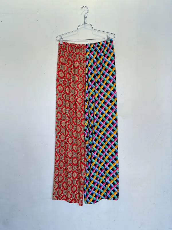 #36: L Scrap Split Print Lazy Pants - Fancy Red Couch / Screensaver made by Fashion Brand Company