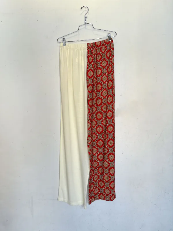 #34: M Scrap Split Print Lazy Pants - Cream / Fancy Red Couch made by Fashion Brand Company