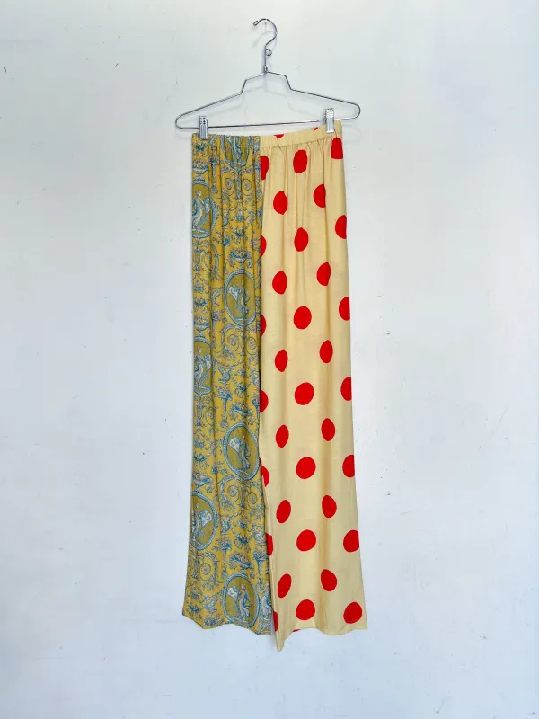 #24: S Scrap Split Print Lazy Pants - Yellow Toile / Big Polka Dot made by Fashion Brand Company