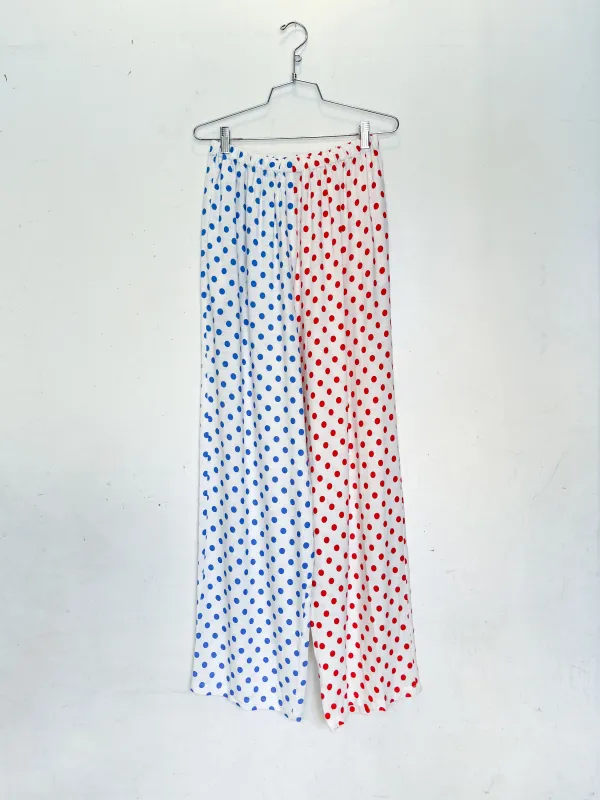 #14: S Scrap Split Print Lazy Pants - Blue Polka Dot / Red Polka Dot made by Fashion Brand Company