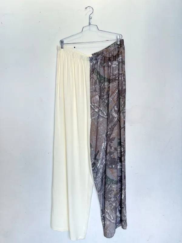 #48: 3X Scrap Split Print Lazy Pants - Cream / Forest Camo made by Fashion Brand Company