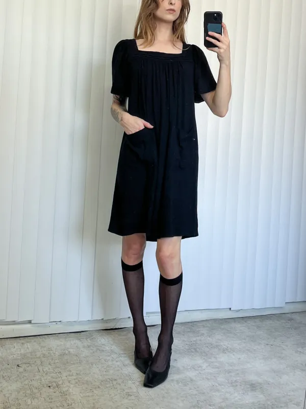 SAMPLE #151 - S Soft Linen Knee Length Dress - Black made by Fashion Brand Company