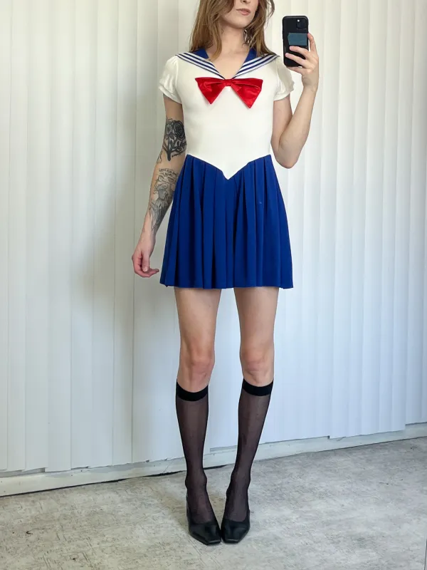 SAMPLE #146 - S Sailor Moon Mini Dress - White / Blue made by Fashion Brand Company