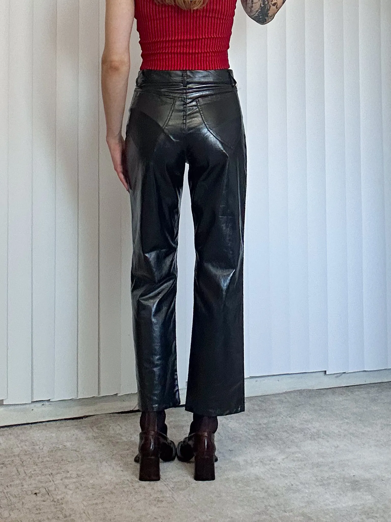 SAMPLE #126 - S/M Shiny Straight Leg High Waisted Pants - Black sold by Fashion Brand Company product image thumbnail 3