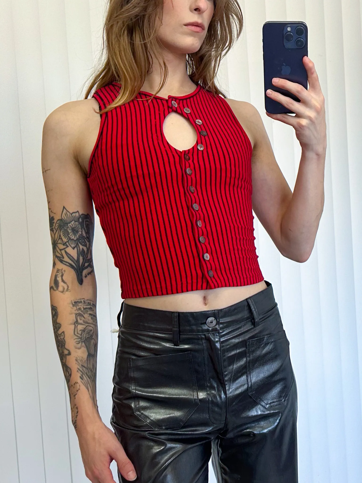 SAMPLE #126 - S/M Shiny Straight Leg High Waisted Pants - Black sold by Fashion Brand Company product image thumbnail 2