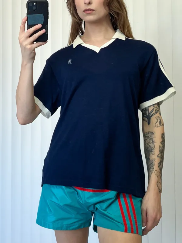 SAMPLE #162 - S Unisex Wool Blend Varsity Polo - Navy / White made by Fashion Brand Company