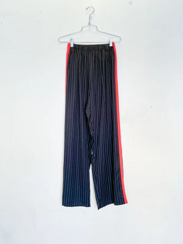 SAMPLE #210 - S Tencel Lazy Pants With Side Stripe - Black Stripe / Red Stripe made by Fashion Brand Company